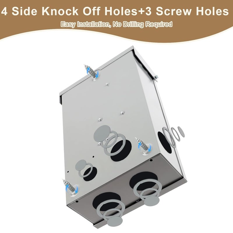 FixOasis 【Upgrade】 3P 60 Amp Disconnect,Disconnect Switch,Add Ground Design,Non-Fusible,NEMA 3R Standard,Heavy Duty Steel Material,Rust and Corrosion Resistant,120/240v,10-Year Warrnaty - Image 4